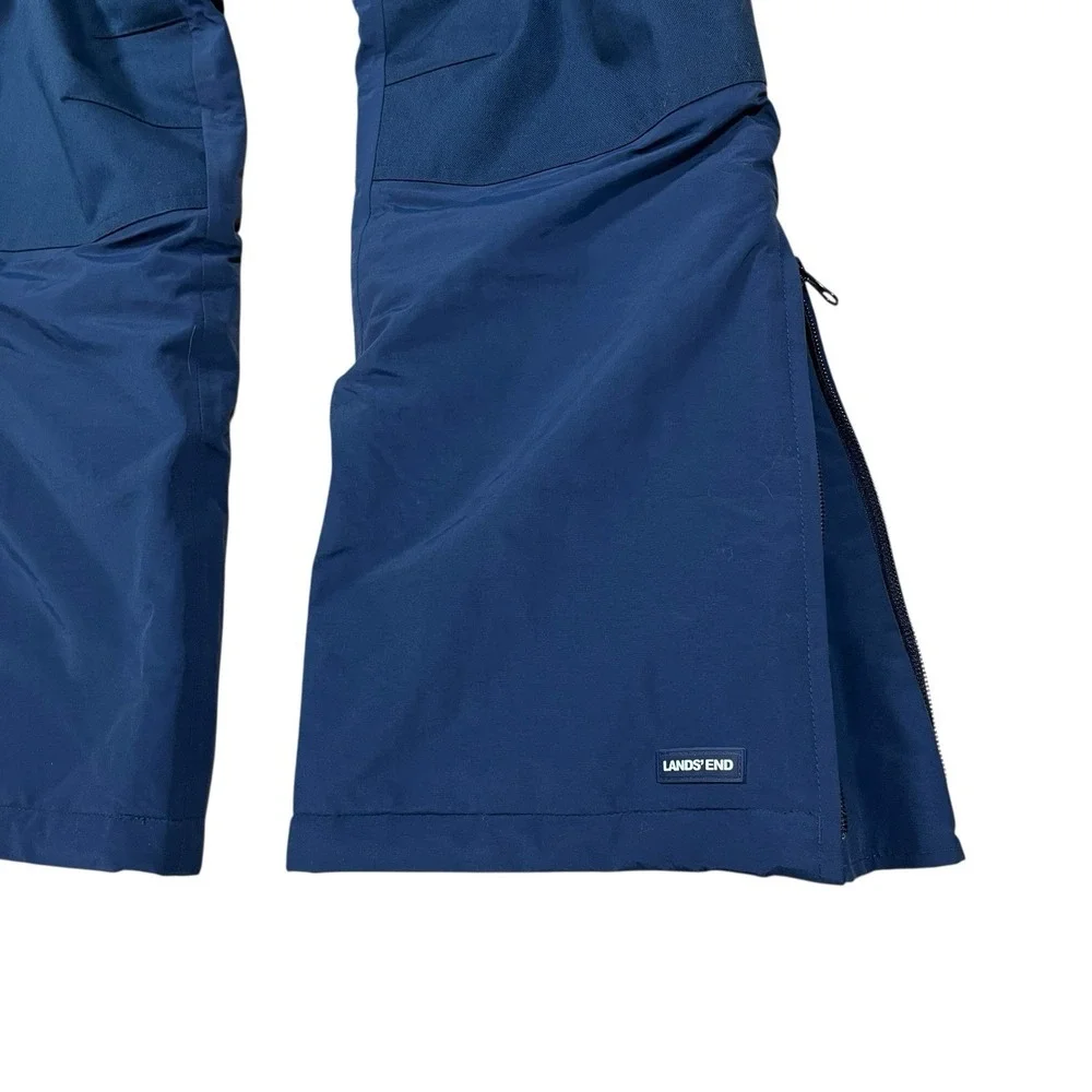Lands End Youth Snowpants Size 12 Navy Elastic Waist & Boot Cuffs Thermal Warm